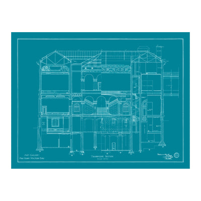 Walters Art Museum Interior Blueprint Matted Print