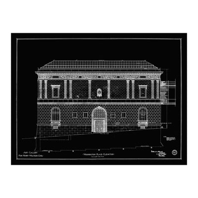 Walters Art Museum Exterior Blueprint Matted Print