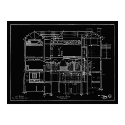 Walters Art Museum Interior Blueprint Matted Print