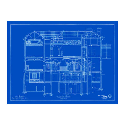 Walters Art Museum Interior Blueprint Matted Print