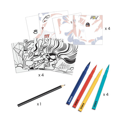 Inspired by Lichtenstein Superheroes Coloring Kit