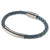 Men's Blue Leather Gunmetal Stainless Steel Bracelet