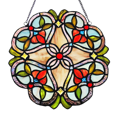 Red Stained Glass Window Panel