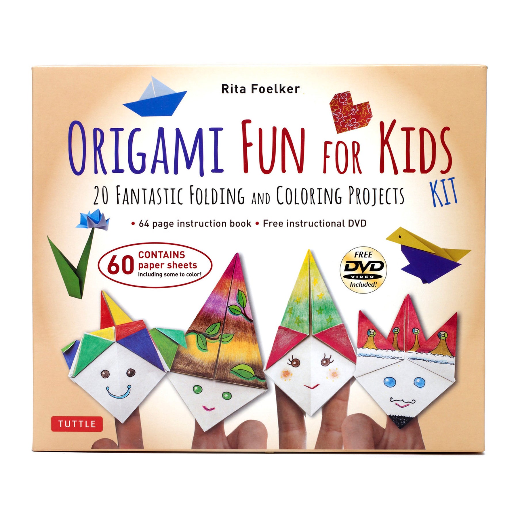 Origami Fun for Kids Kit: 20 Fantastic Folding and Coloring Projects: Kit with Origami Book, Fun & Easy Projects, 60 Origami Papers and Instructional DVD